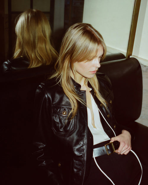 GERALDINE LEATHER JACKET IN BLACK