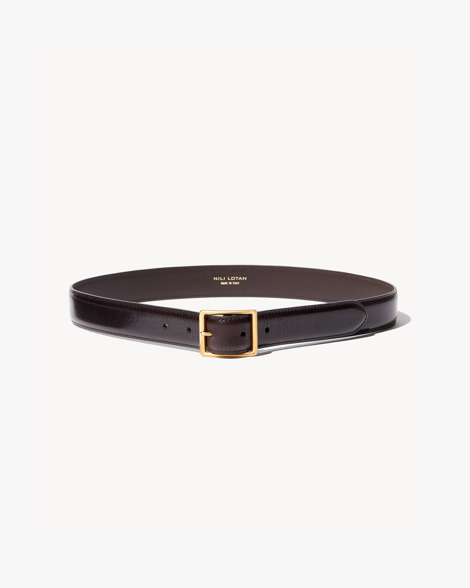 GABRIELE BELT IN ESPRESSO W/ ANTIQUE GOLD BUCKLE