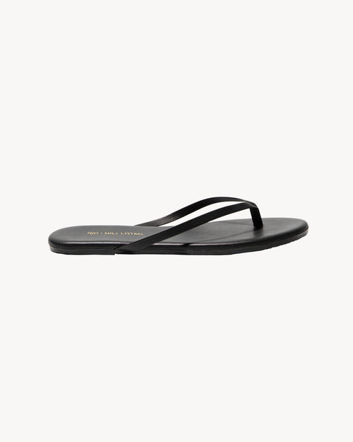 NL X TKEES LEATHER FLIP FLOP IN BLACK