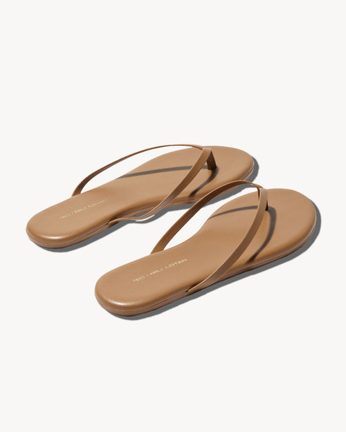 NL X TKEES LEATHER FLIP FLOP IN COGNAC
