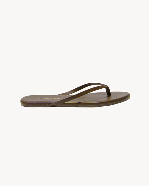 NL X TKEES LEATHER FLIP FLOP IN OLIVE GREEN