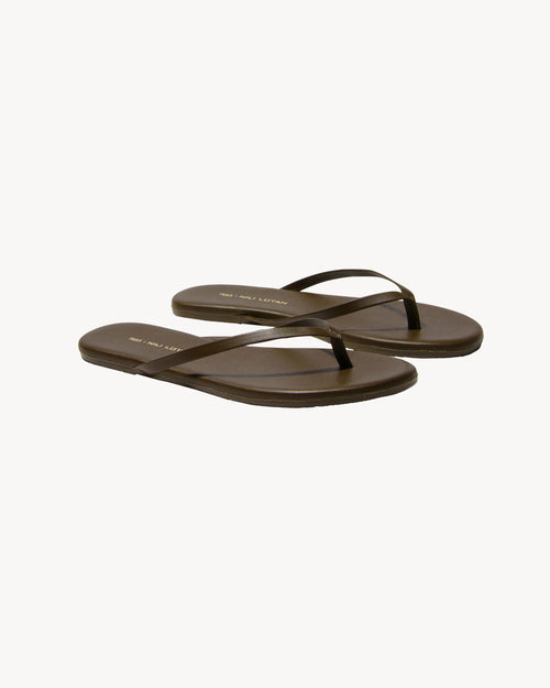 NL X TKEES LEATHER FLIP FLOP IN OLIVE GREEN