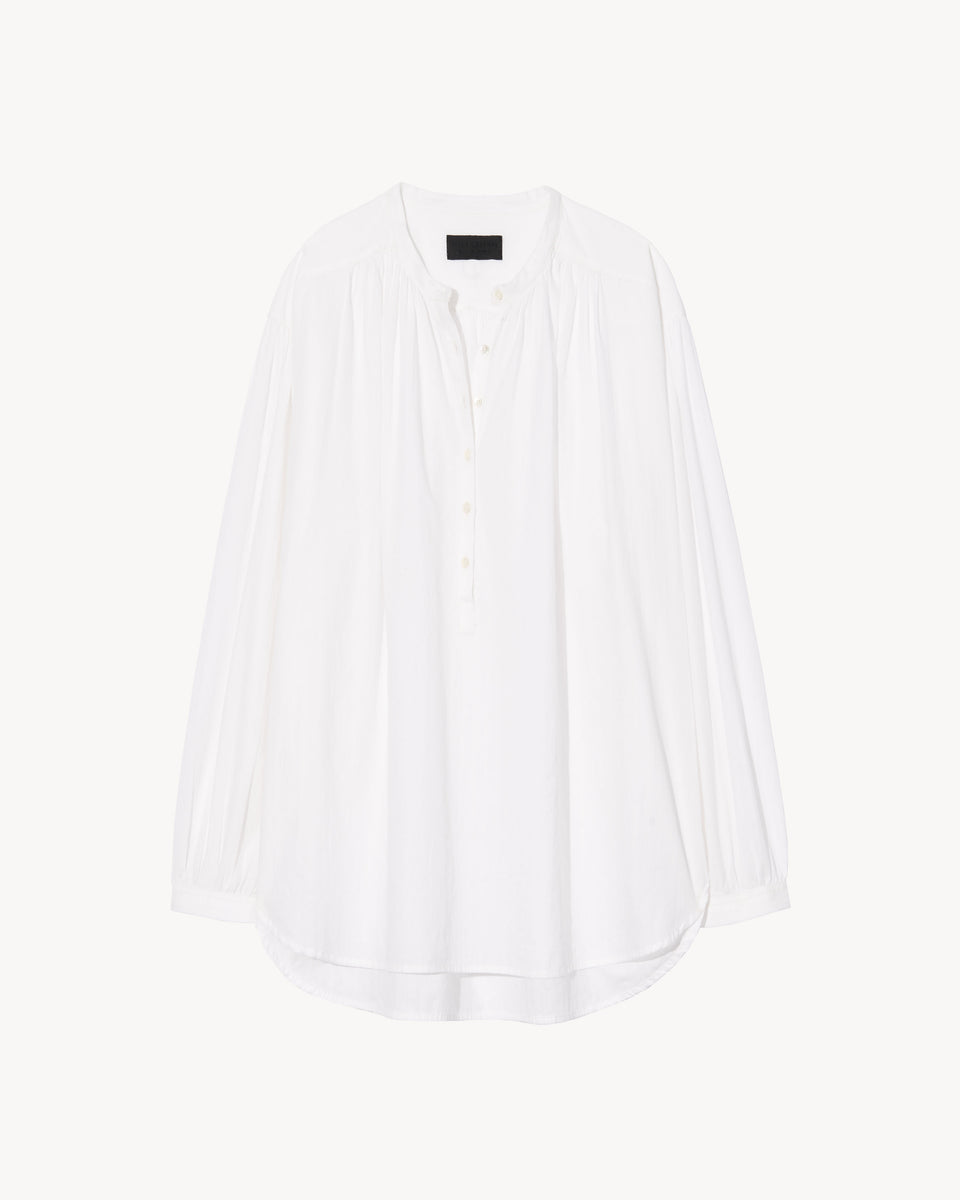 NEVILLE BLOUSE IN IVORY DOBBY STRIPES