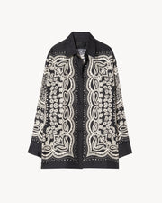 ALFIE SILK SHIRT IN BLACK/IVORY BANDANA
