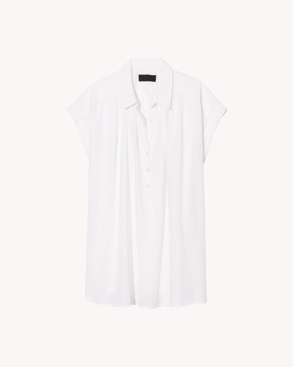 NORMANDY BLOUSE IN IVORY DOBBY STRIPES