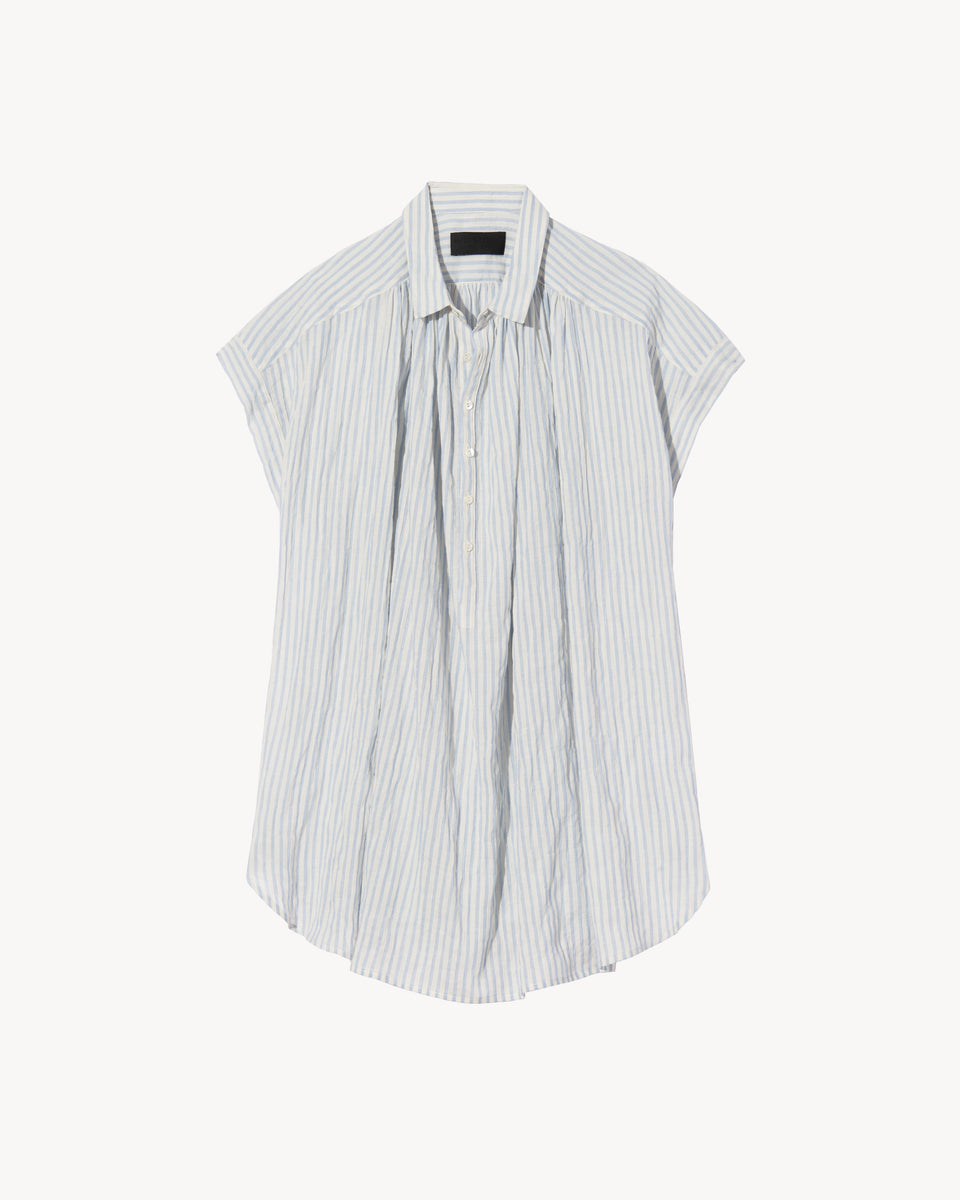 NORMANDY BLOUSE IN IVORY/BLUE STRIPES