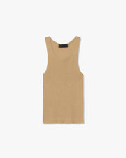 LOTTIE SILK KNIT TANK IN CAMEL