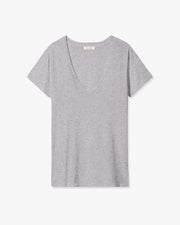 CAROL VNECK TEE SHIRT IN HEATHER GREY