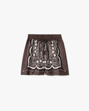 FRANCES SILK SHORT IN BROWN/ IVORY BANDANA PRINT