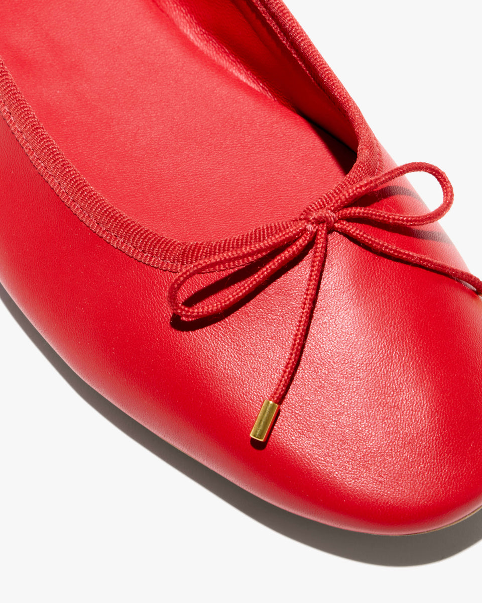 LEATHER BALLET FLAT IN RED