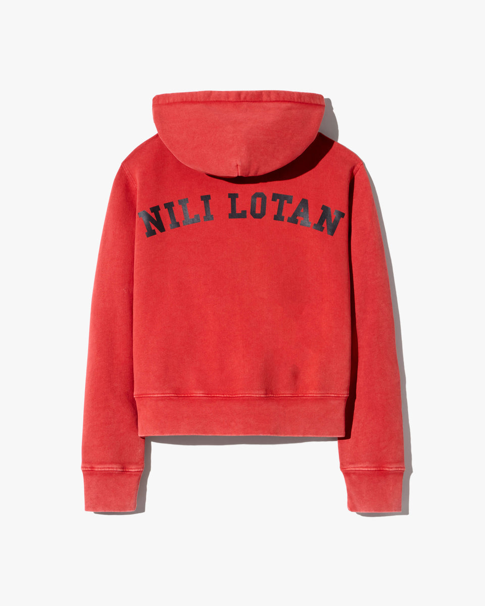 CALLIE ZIP UP NL PRINT HOODIE IN WASHED RED/BLACK PRINT