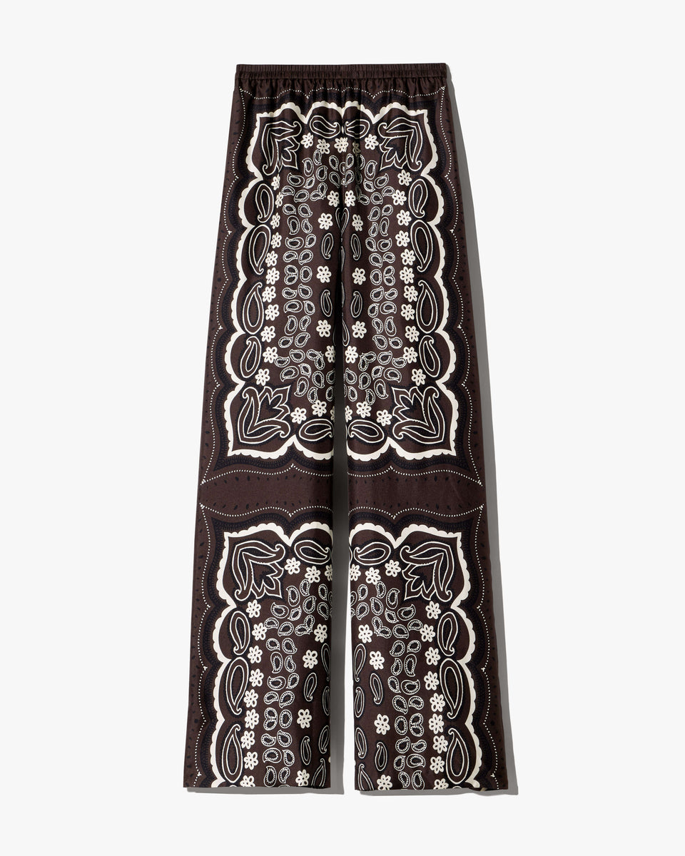 MORGAN PANT IN BROWN/ IVORY BANDANA PRINT