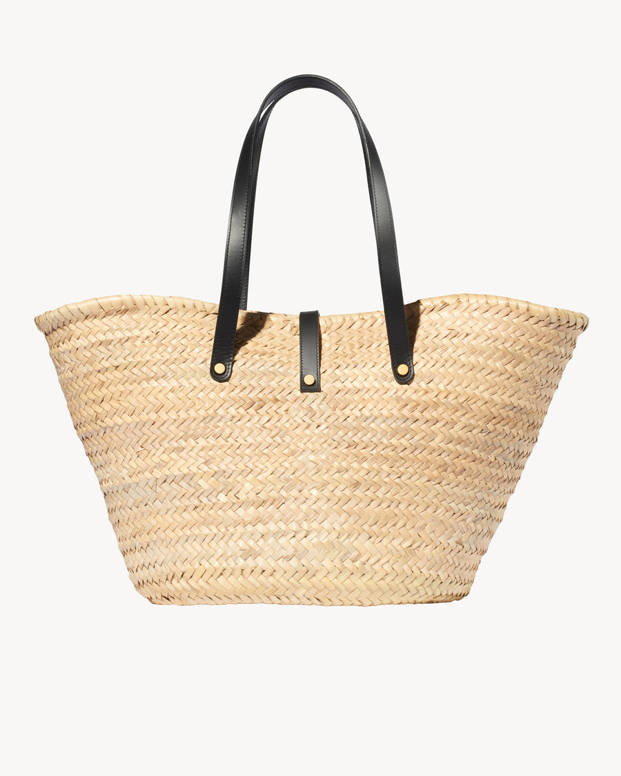 Straw basket bag in calfskin with removable lining bag - Mazador