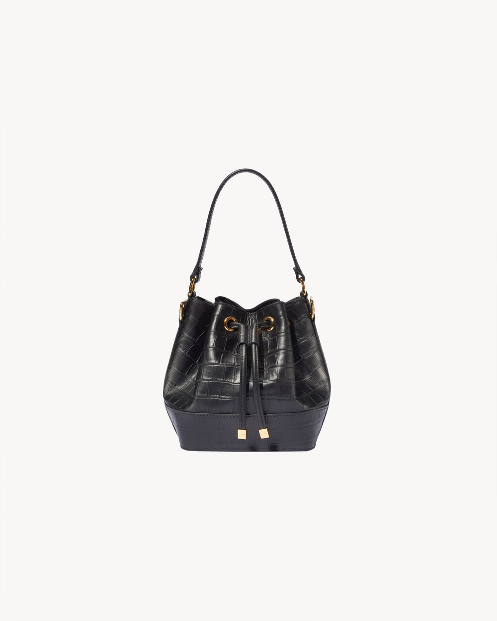 BRIGITTE MINI BUCKET BAG IN BLACK AND GOLD