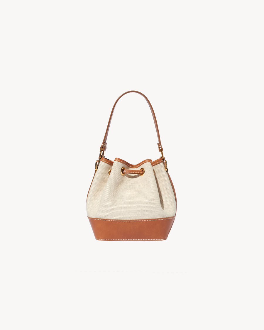 Loewe Balloon Mini Leather-trimmed Cotton-canvas Bucket Bag