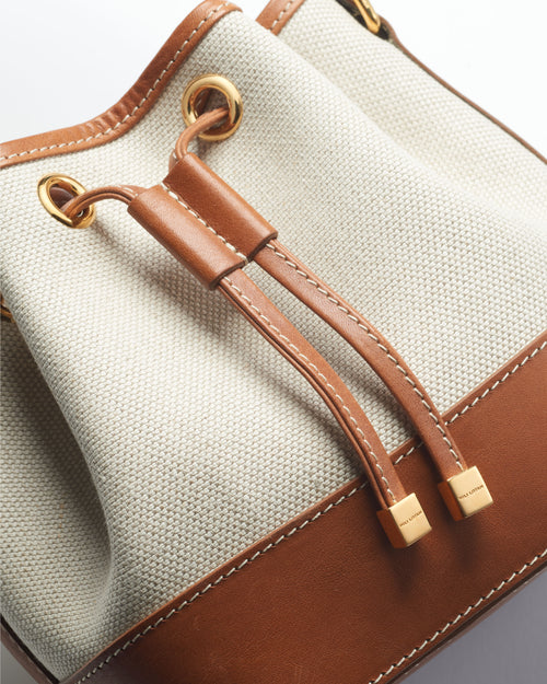 BRIGITTE MINI BAG IN NATURAL/COGNAC/GOLD HW