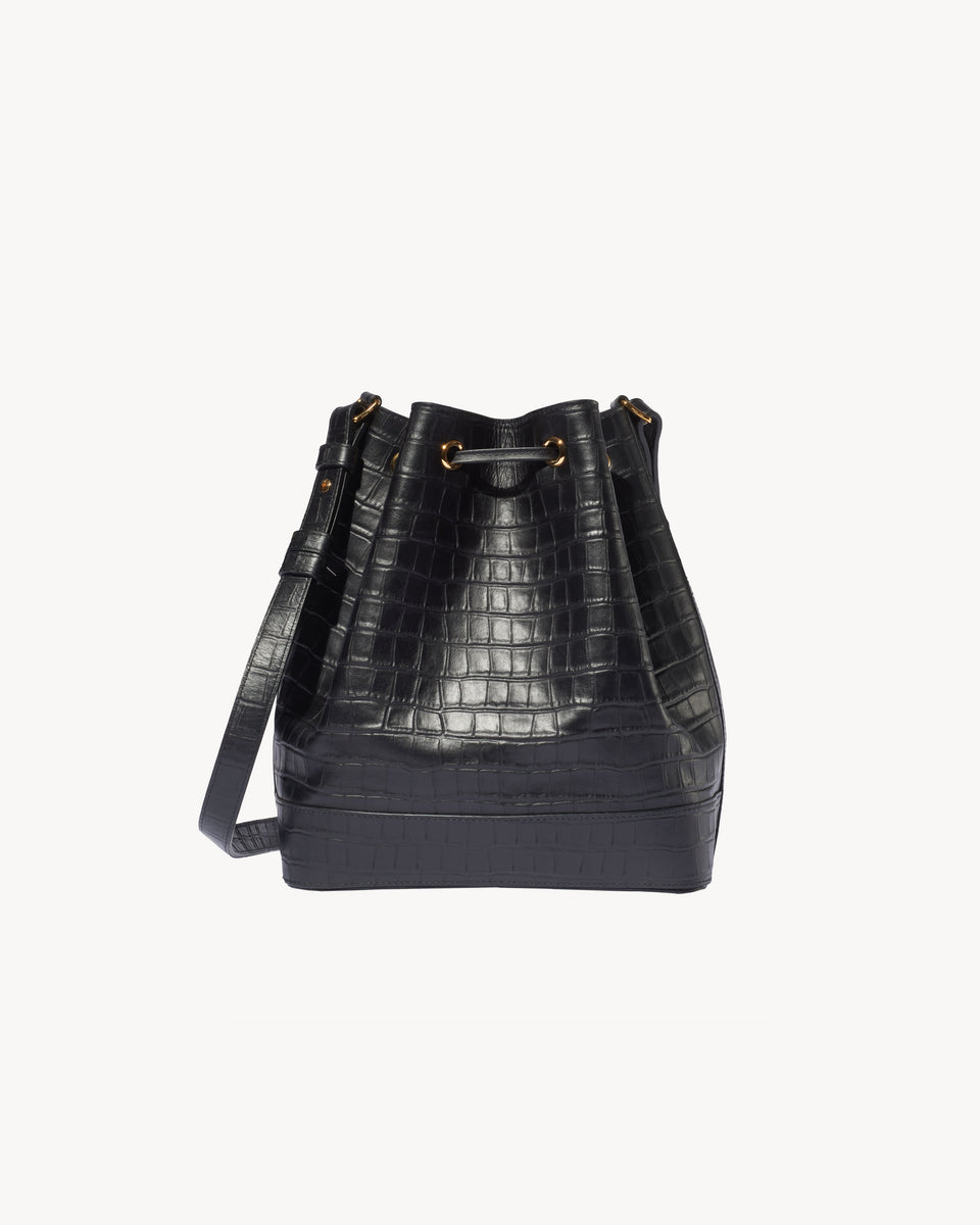 BRIGITTE BUCKET BAG IN BLACK AND GOLD