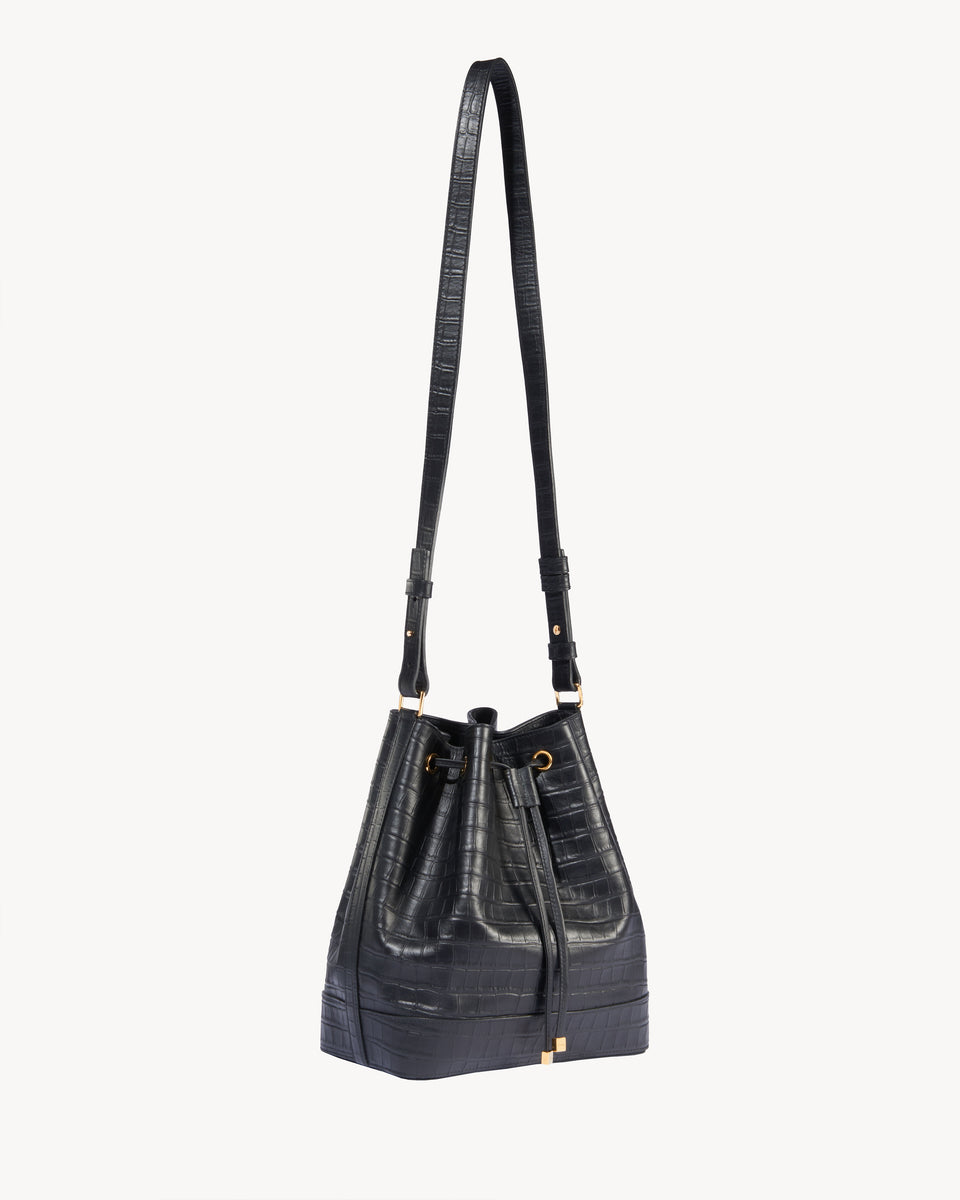 BRIGITTE BUCKET BAG IN BLACK AND GOLD
