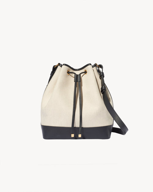 BRIGITTE BUCKET BAG IN NATURAL/BLACK/GOLD HW