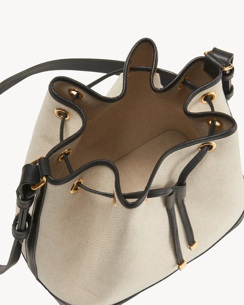 BRIGITTE BUCKET BAG IN NATURAL/BLACK/GOLD HW