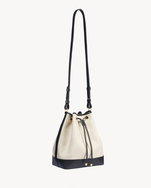 BRIGITTE BUCKET BAG IN NATURAL/BLACK/GOLD HW