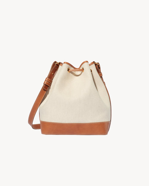 BRIGITTE BUCKET BAG IN NATURAL/COGNAC/GOLD HW