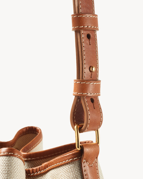 BRIGITTE BUCKET BAG IN NATURAL/COGNAC/GOLD HW