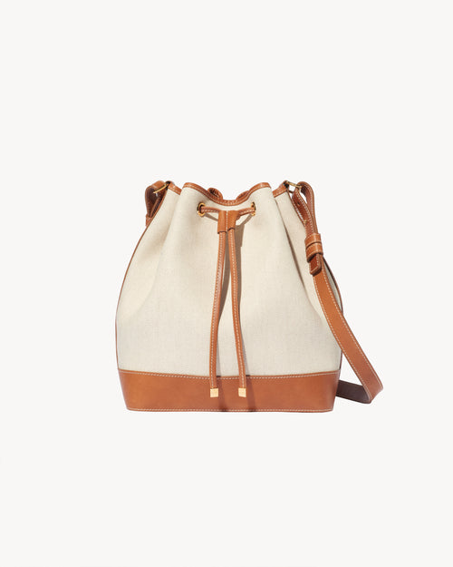 BRIGITTE BUCKET BAG IN NATURAL/COGNAC/GOLD HW