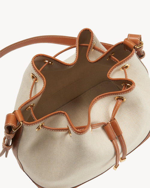 BRIGITTE BUCKET BAG IN NATURAL/COGNAC/GOLD HW