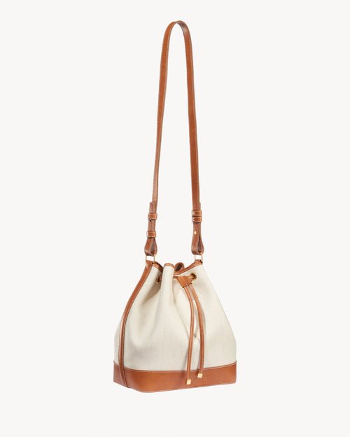 BRIGITTE BUCKET BAG IN NATURAL/COGNAC/GOLD HW