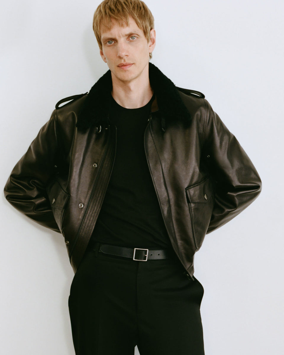 DAYMON LEATHER JACKET IN BLACK