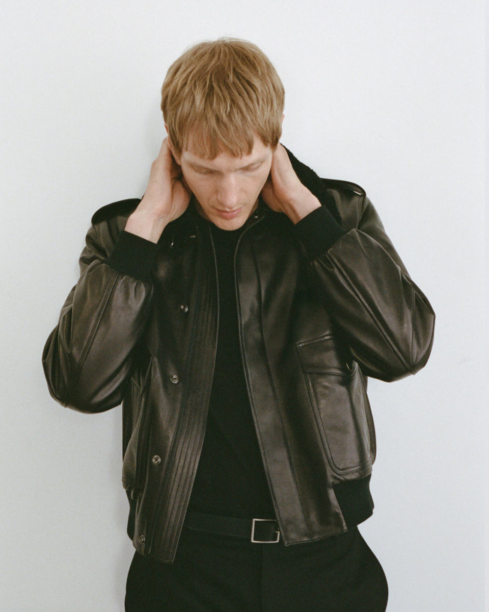 DAYMON LEATHER JACKET IN BLACK