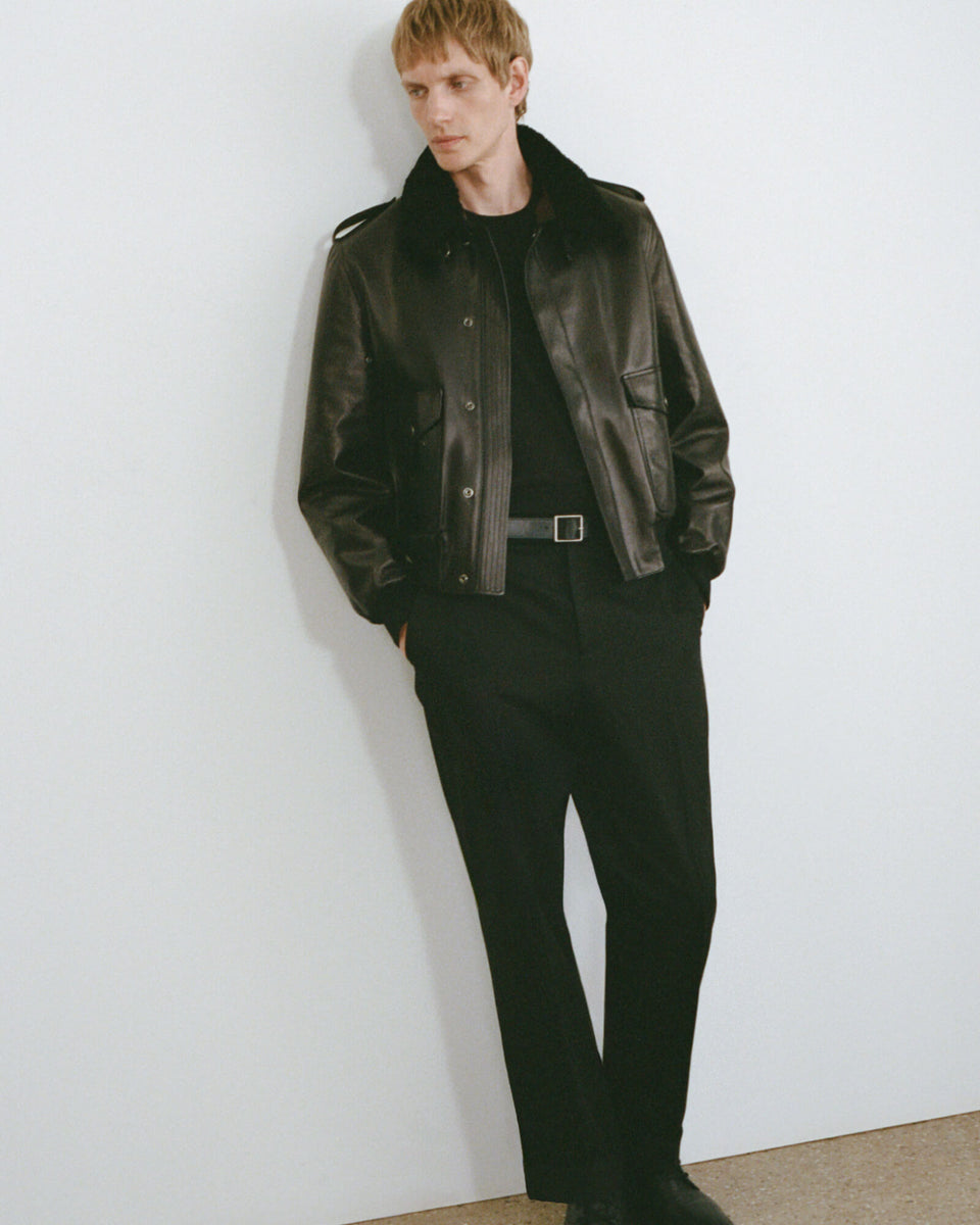 DAYMON LEATHER JACKET IN BLACK