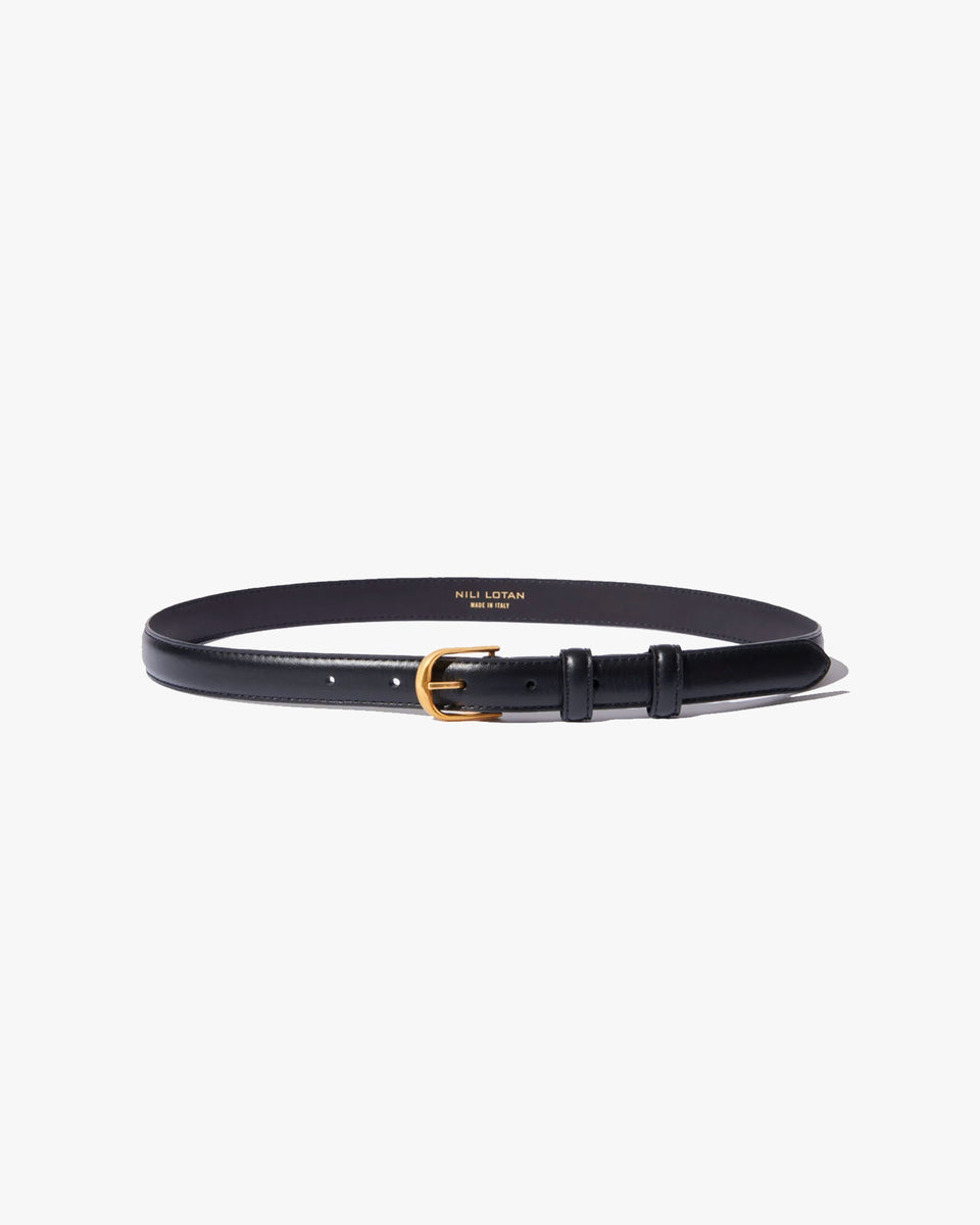 JANE BELT IN BLACK W/SHINY BRASS BUCKLE