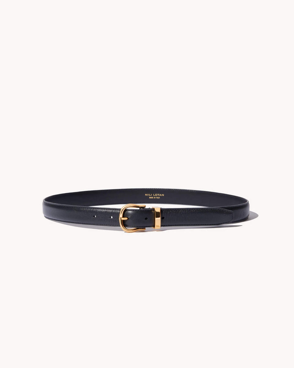 LOUISE BELT IN BLACK W/SHINY BRASS BUCKLE