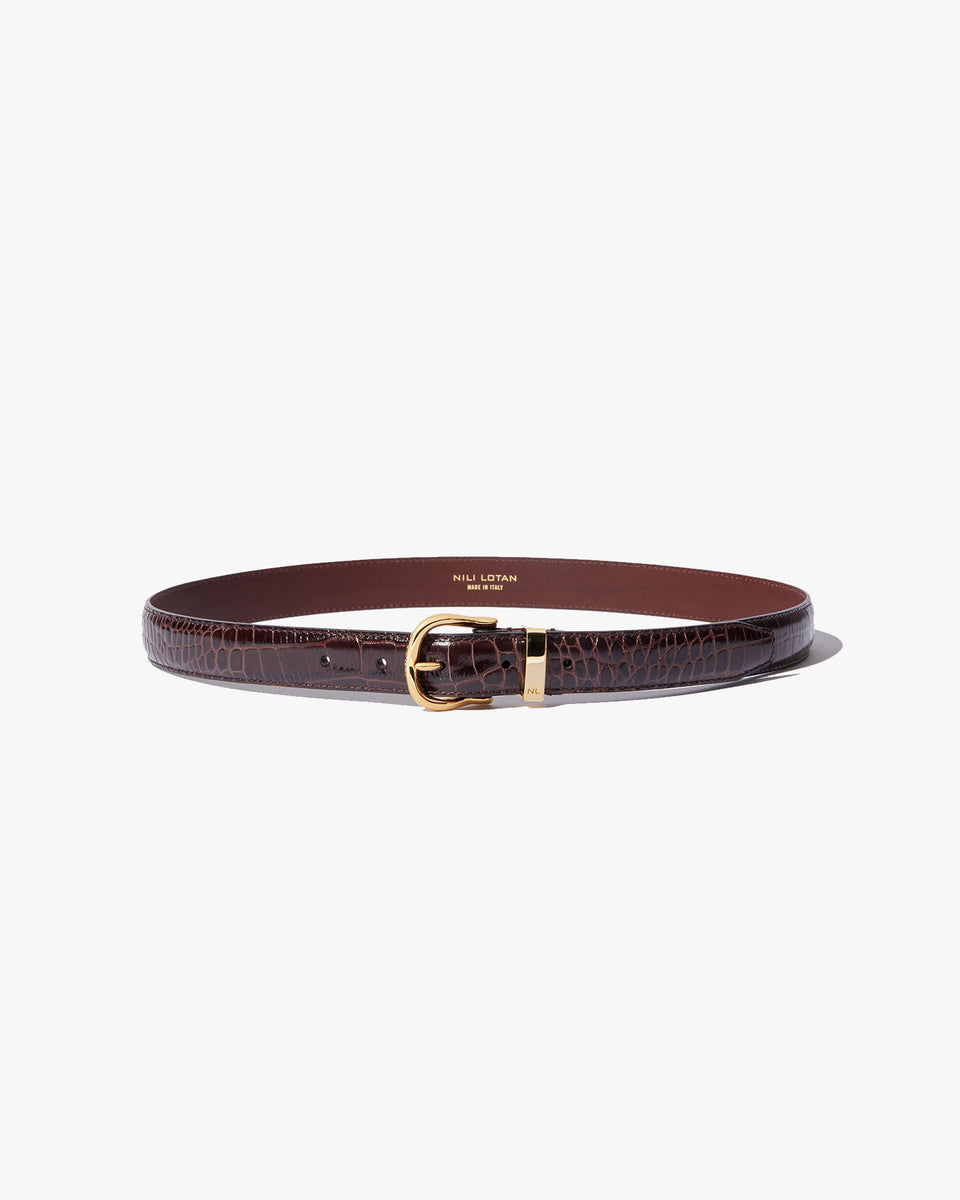 LOUISE BELT IN DARK BROWN W/SHINY BRASS BUCKLE