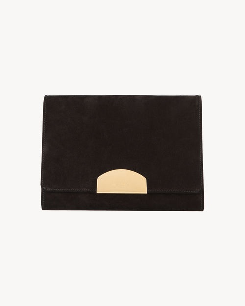 LE AGNES CLUTCH IN BLACK AND GOLD