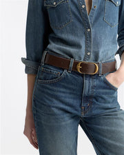 NILI BELT IN VINTAGE BROWN W/ ANTIQUE BRASS BUCKLE