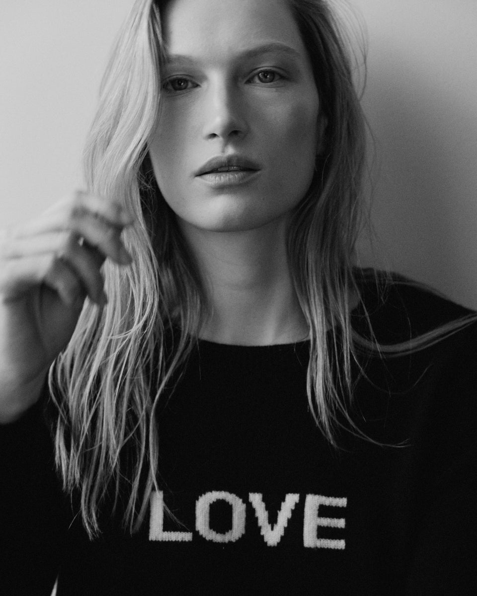 SILVIE IN LOVE CASHMERE SWEATER IN BLACK/IVORY