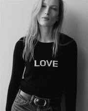 SILVIE IN LOVE CASHMERE SWEATER IN BLACK/IVORY