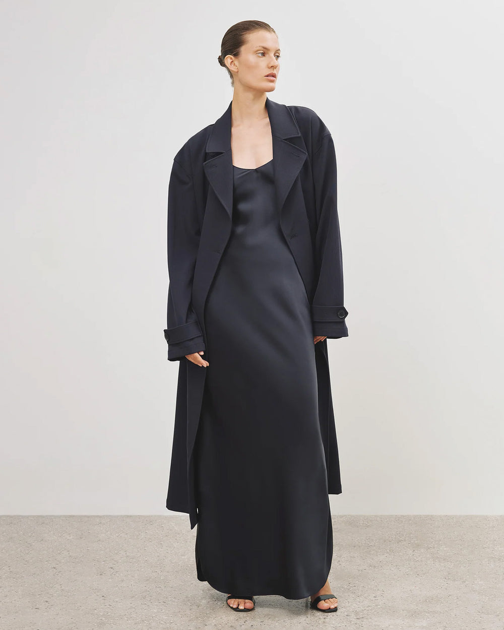 CAMI SILK GOWN IN MIDNIGHT