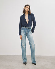 GAIA SILK SHIRT IN MARINE BLUE