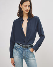 GAIA SILK SHIRT IN MARINE BLUE