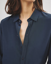 GAIA SILK SHIRT IN MARINE BLUE