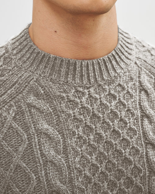 CARRAN SWEATER IN GREY MELANGE