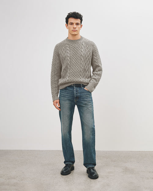 CARRAN SWEATER IN GREY MELANGE