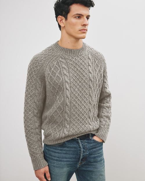 CARRAN SWEATER IN GREY MELANGE