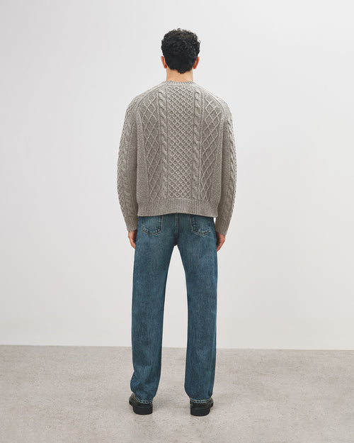 CARRAN SWEATER IN GREY MELANGE
