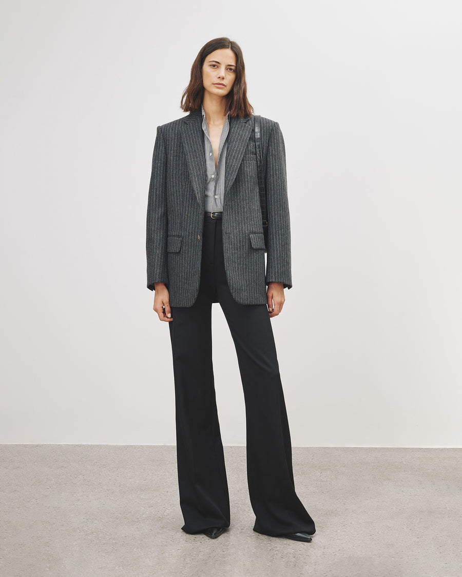GREY MELANGE PINSTRIPE
