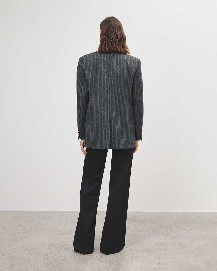 GREY MELANGE PINSTRIPE